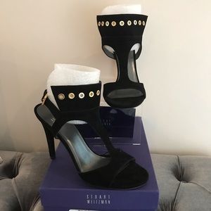 Stuart Weitzman French Cuff Black Suede Hells 37.5